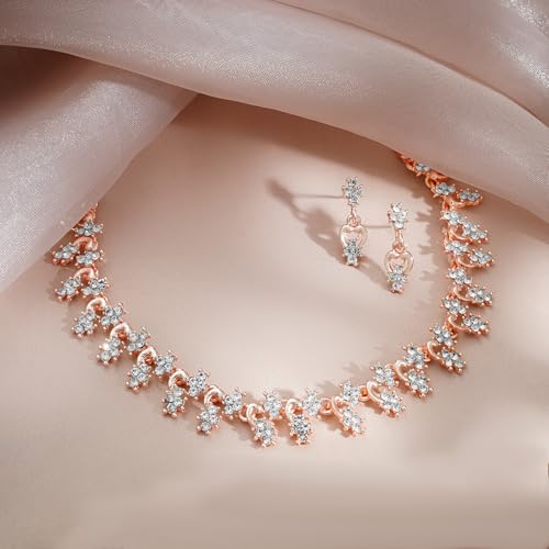 Image of Rubans Necklace Set American Diamond Cubic Zirconia Jewellery Gift for Women & Girls