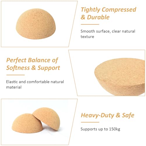Kork Halbkugel Balance Board, Massives Naturkork Antirutsch, Gleichgewichtstrainer Ø15 cm H 7,5 cm, Passend für Balanceboards Wackelbretter, Für Fitness Yoga Pilates Reha Boardsport Erwachsene Kinder
