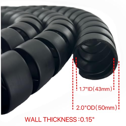 XIENLIU Spiral Wrap Cable Protector - 2.0\" OD x 10\' Pre-Cut Lengths - Safe Hose Protector to Avoid Wear and Extend Life for Hydraulic Pneumatic Hoses