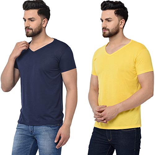 Image of JANGOBOY Men's V-Neck Cotton T-Shirt (Pack of 2)