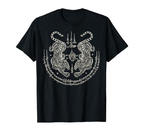 Sak Yant Thai Tattoo Twin Tiger Muay Magical Thailand Gift T-Shirt