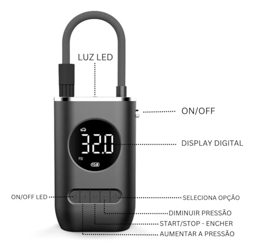 Calibrador De Pneus Portatil Profissional Para Pneu Carro Moto Bicicleta Bola Colchão De Ar Bexiga e