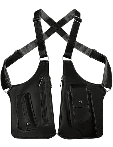 ECGER Large Double Shoulder Armpit Bag - Underarm Holster for Men Anti-Theft Concealed Crossbody Wallet|phone Pouch for Outdoor Travel Cycling Work Premium PU Leather (Black Armpit Bag)