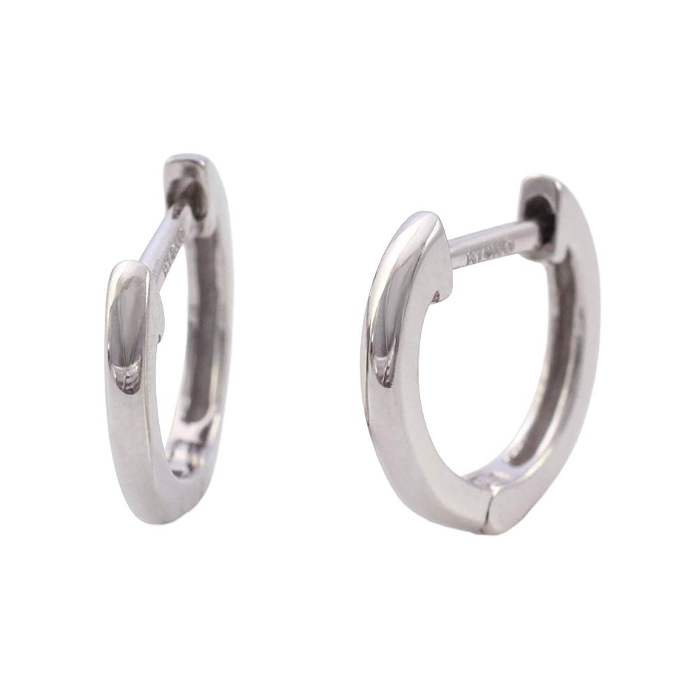 Barzaz(バルザス)］ フープピアス 14金 ホワイトゴールド K14 14K