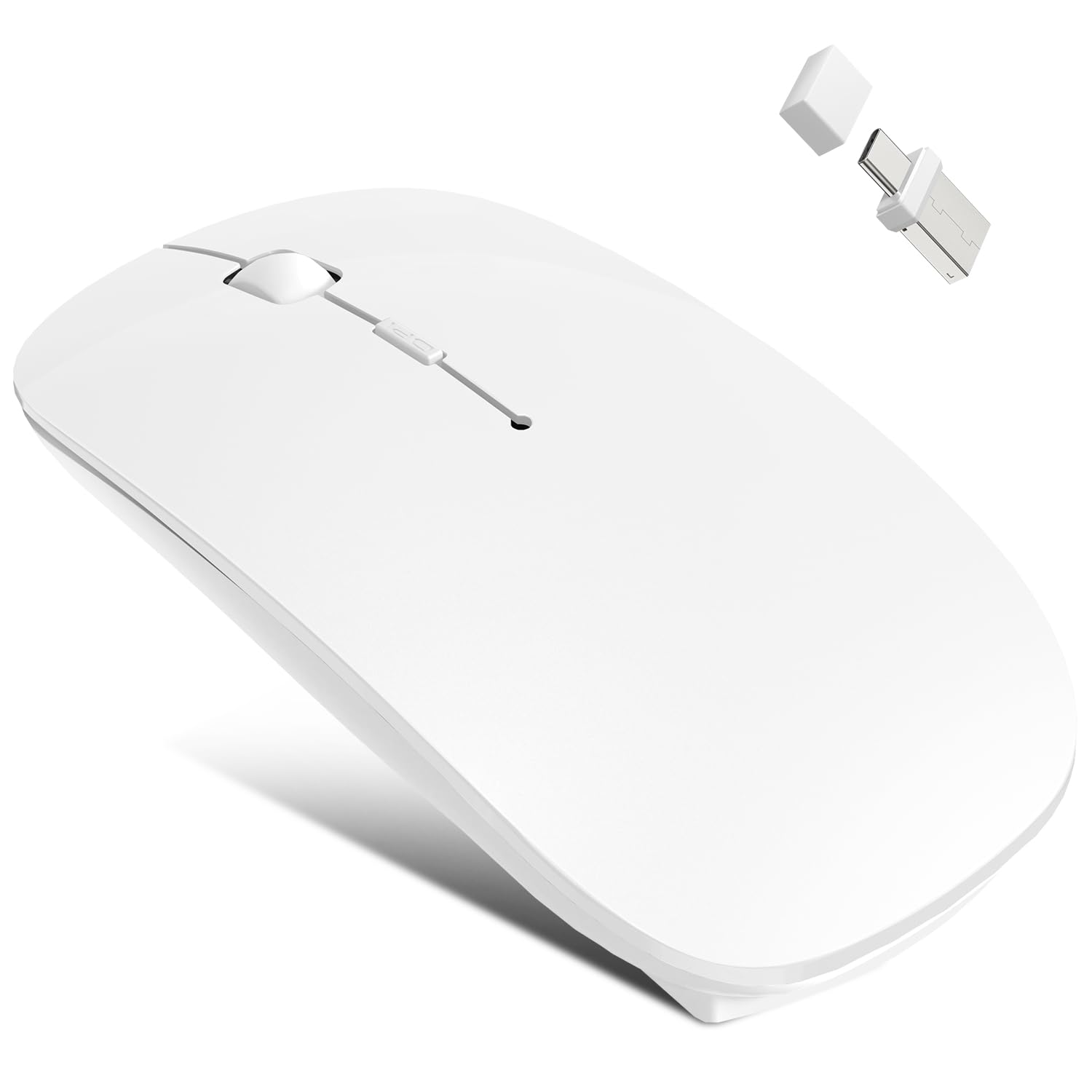 Azmall Funkmaus für Laptop, Bluetooth Kabellose Maus für MacBook Air Pro/Mac/iPad/PC, Wiederaufladbare Maus Kabellos mit Mouse Jiggler Nicht Nachweisbar, Leise klick Tragbare Wireless Mouse - Weiß