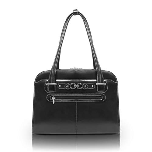 McKlein, W Series, Oak Grove, Top Grain Cowhide Leather, 15" Leather Fly-Through Checkpoint-Friendly Ladies' Laptop Briefcase, Black (96635)