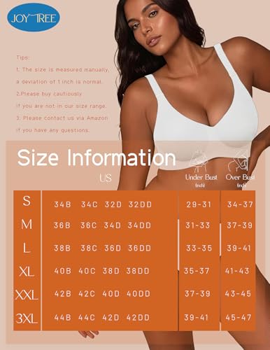 Image of JOYTREE Silky Bras for Women No Underwire V Neck Bralettes for Women Cloud Feel Everyday T Shirt Bra with Extender