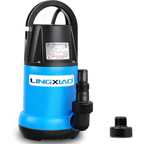 LINGXIAO Bomba sumergible automática de 1/3HP 2377 GPH para piscina, jardín, estanque, bañera
