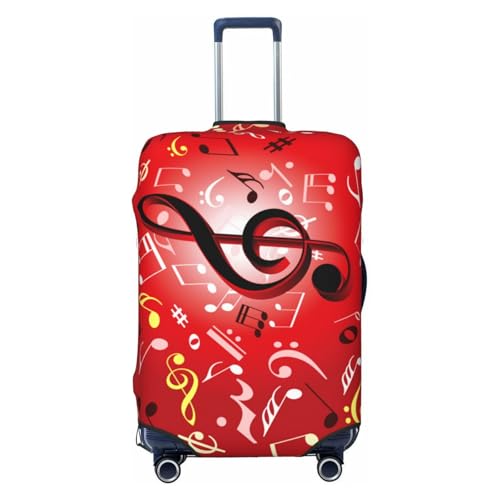 Music Notes on red background Luggage Cover Elastic Suitcase Covers for Protector Suitcase Sleeve for Luggage 18-32 In