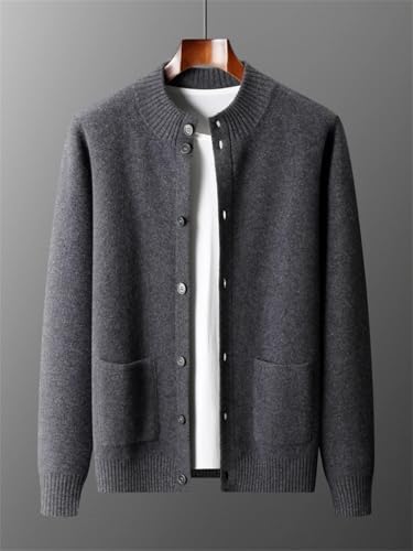 Men's Long Sleeve Cardigan Sweaters Loose Slim Fit Mock Neck Knitted Cashmere Sweater Men Cardigan Sweaters with Buttons2