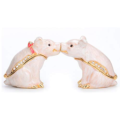 Furuida Trinket Box With Hinged White Cute Pig Hand-Painted Jewelry Box Classic Animal Ornaments Zinc Alloy Figurines Gift For Home Decor #TOP8