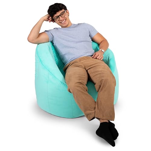 Big Joe Milano Bean Bag Chair for Kids, Teens, Adults, Mint Plush, Ultra-Soft Polyester, Lightweight Seat for Reading Nook and Gaming, 2.5 foot Refillable