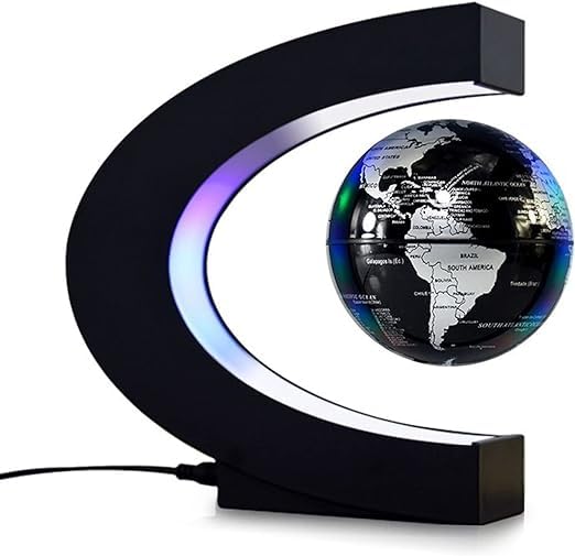 Globo Flutuante De Levitação Magnética De 3 Polegadas Mapa Do Mundo Globo Com Base Em Forma De C Luzes Led Para Ensino Decoração De Mesa De Escritório Em Casa Plugue Ue Prata