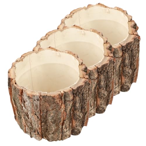 ELAYARD 3 Stück Rustikale Blumentöpfe aus Natürlicher Holzrinde...