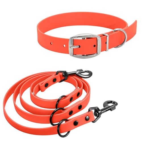 bio-leine Biothane Halsband und verstellbare Leine Set für kleine & große Hunde I 12-19mm I 1,25-5m lang, gummierte Führleine Hundehalsband Hundeleine, über 30 Farben