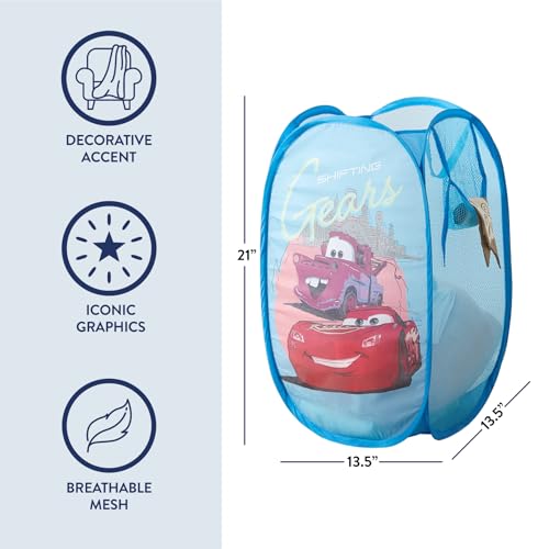 Image of Disney Cars Pop-Up Hamper with Durable Carry Handles for Laundry, Kids Room & Nursery Storage, 21 inchH x 13.5 inchW x 13.5 inchL
