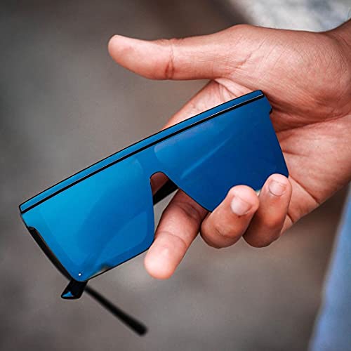 Image of FEISEDY Oversized Square Trendy Sunglasses Womens Mens Futuristic Flat Top Visor Shades UV400 B2470