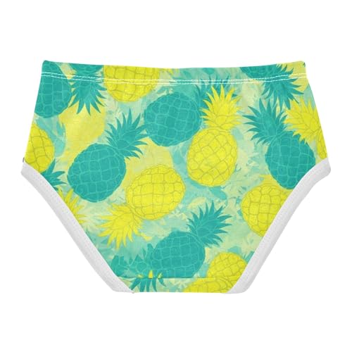 Yellow Pineapples Teal Watercolor Toddler Girls Underwear 2t Cotton Cute Panties Girl Animals Kids Undies Briefs2