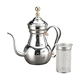 KICHOUSE Tea Kettle Tea Filter Handle Container Kettle: Arabic for Leaf Arabian Hand Silvery Loose Multi-Function Steel East Decorative Wine Pour Gooseneck Cruet Net, Infuser Drip Teapot Pot, Kettle