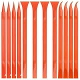 12 PCS Plastic Scraper Tool for Tight Spaces Plastic Scrapers Tool Multi-Use Small Paint Scraper Tool Sticker Remover for Kitchen Crevices Food Paint Labels Oil Stains Dirt Orange