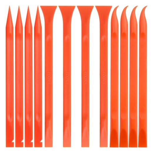 12 PCS Plastic Scraper Tool for Tight Spaces Plastic Scrapers Tool Multi-Use Small Paint Scraper Tool Sticker Remover for Kitchen Crevices Food Paint Labels Oil Stains Dirt Orange
