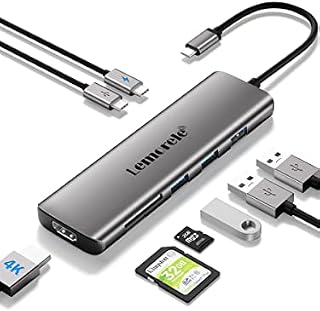 USB C Hub Docking Station, Lemorele 9 in 1 USB C Multiport Adapter with 4K HDMI, 3 USB 3.0, USB C Data Ports, 100W PD, SD/TF Slot Compatible with MacBook Air/Pro M1, iPad Pro, Chromecast, Switch, PS4
