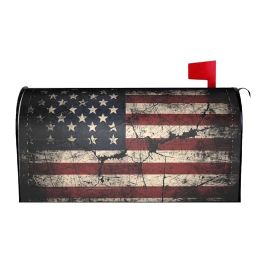 Image of Retro American Flag Mailbox Cover Magnetic 4th of July Waterproof Mailbox Wraps Post Letter Box Decor 25.5x21 in