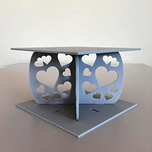 Cœur Carré Marriage/Gâteau de Fête Séparateur - Gris Clair, Base 20 cm, Top 18 cm Cover