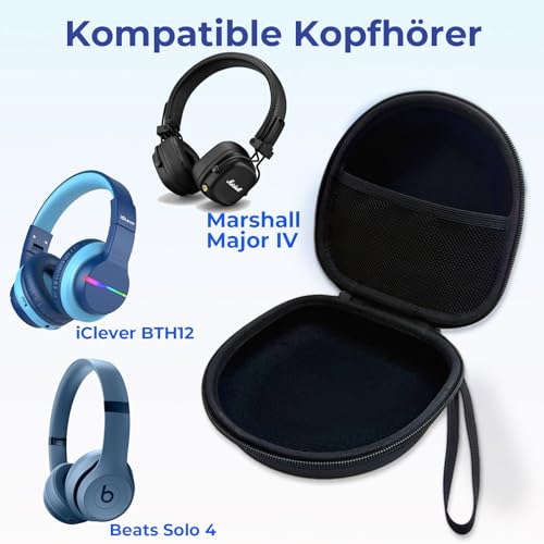 Getrh Hart kopfhörer Hülle case für Marshall Major IV, Major V, Beats Solo 4 Studio Pro, iClever BTH12, EarFun Noise Cancelling Bluetooth Foldable Kopfhörer -Reisen Tragbares kopfhörer Tasche