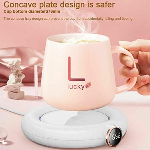 Coffee Mug Warmer USB, 10w Electric Beverage Cup Warmer Non-slip Cup Heater Warmer Coaster with 3 Adjustable Temperature Setting for Tea Water Cocoa Soup Milk Desk Home Office(white)