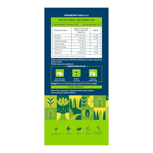Image of Winty Ginger Lemongrass Green Tea 30 Tea Bags | Wellness Brew | Rich in Antioxidants | Aromatic Blend | Herbal Tea for Natural Detox