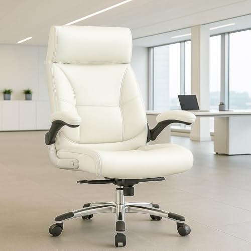Image of CHAIR KING Premium Leatherette Boss Chair for Office | Ergonomic High Back Chair for Home, Office, Study & Gaming | Height Adjustable, Tilt & Rocking Chair in Heavy Base | 1pc (White)