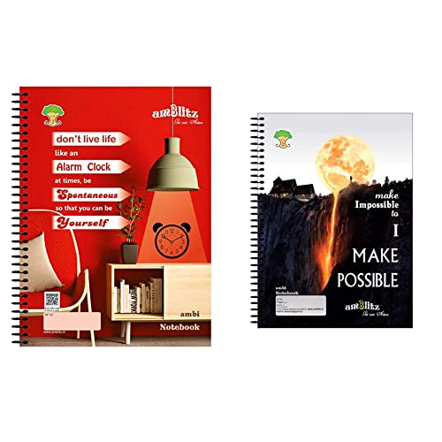 Image of amblitz Spiral Notebook - A4-500 Pages - Unruled 5 Subject Spiral Notebook - Ruled -200Pages, 70 GSM, Size A4 Approx.