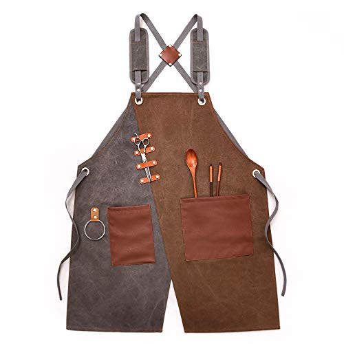 sexeeg Work Aprons for Men, Women, Adjustable Shop Aprons with Pockets for Kitchen Cooking Garden Painting Woodworking Grilling Carpenters Crafting Drawing Bibs