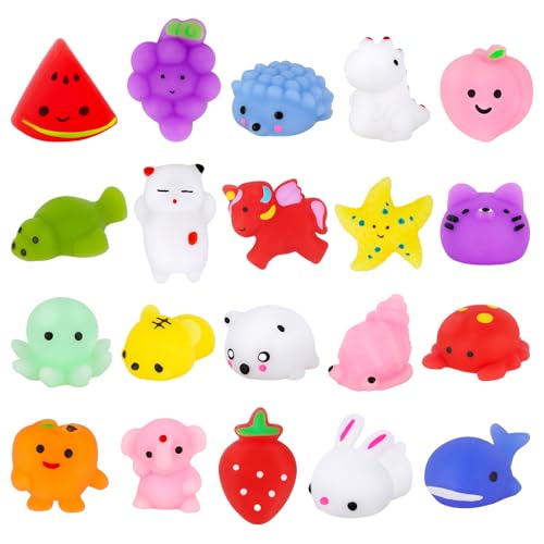 Hooqict 20Pcs Squishy Toys Stress Balls for Kids Kawaii Squishies Squishy Fidget Sensory Toys for Boys Girls Classroom Prizes, Goodie Bag Stuffers, Easter Basket, Christmas Stocking Stuffers