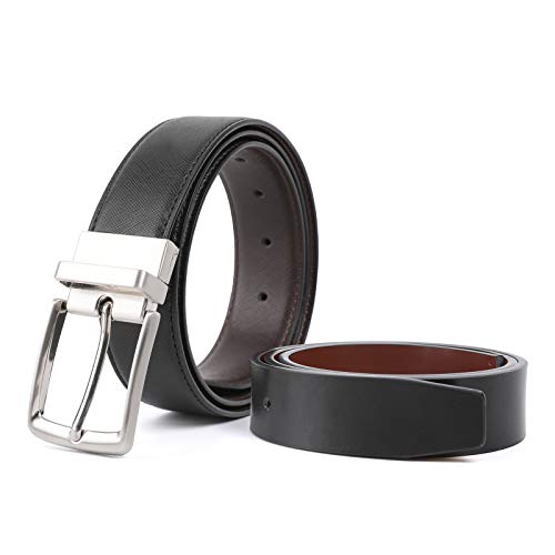 Men's Belts Leather Reversible Belts for Men Samilor Dress Casual Belts, Nickle Free Rotated Buckle One Reverse for 2 Colors in Gift Box 1 3/8", BLACK AND BROWN, 40-42