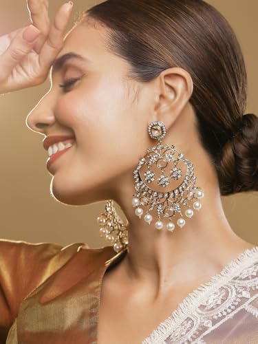 Image of Rubans Chandbali Earrings Gold Plated Kundan Jewellery Gift for Women & Girls