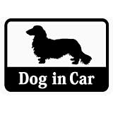 Dog in Car 「ダックスフンド」 車用ステッカー (マグネット) (ホワイト) s20