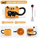 EWCEFIC Naughty cat coffee Mugs,Cute funny Mug For Women, 380ml Unique Ceramic Coffee Tea Cups, Office Mug Gift 12.85oz/380ml (Amber Yellow)