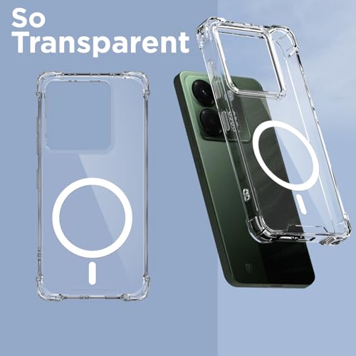Image of Outlouders Back Cover for Poco M7 Pro 5G Mag-Safe Transparent PC + TPU Bumper Case with Magnetic Support Shockproof Protection (Transparent Mag-Safe)