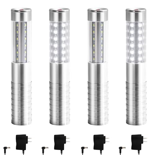 LED Strobe Baton Lights, 4 Pack, Rechargeable Handheld Bottle Service Lights for Stage, Nightclub, Wedding, Party, Concert, Bar (Silver)