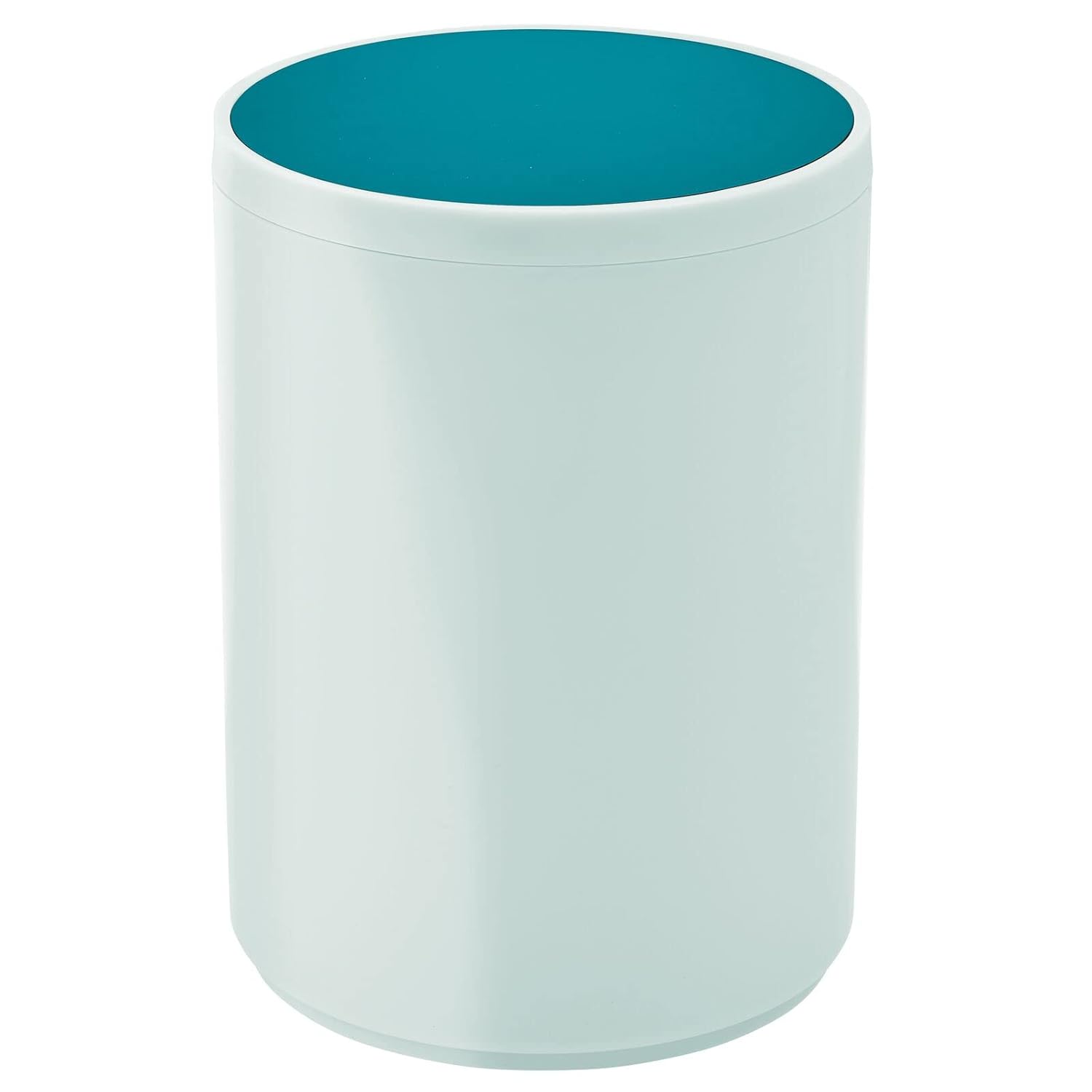 mDesign Swing Lid Bathroom Bin Small Round Rubbish Bin for Bathroom