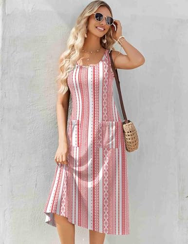 Image of Zeagoo Summer Dresses for Women Floral A-Line Casual Sleeveless Tshirt Beach Flowy Tank Sundresses with Pockets
