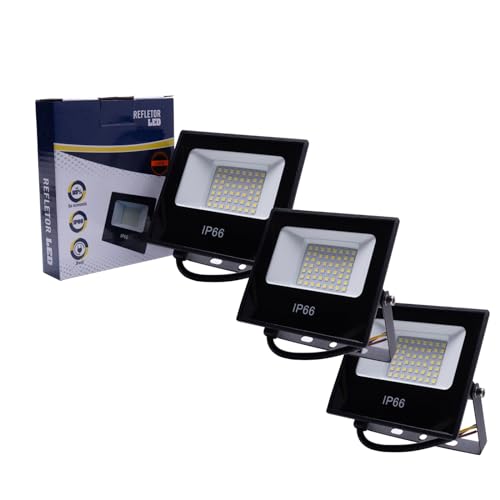 Kit 3 Refletor Led SMD IP66 100W Luminaria Holofote 6500k Prova D' Agua Branco Frio Bivolt 110/220V