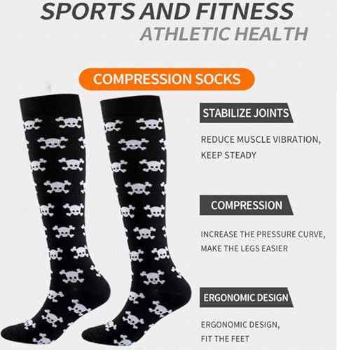 Image of Women's Knee High Compression Socks for Running Work Support Nurses Pregnancy Travel,Colorful Over The Calf Socks,#W402