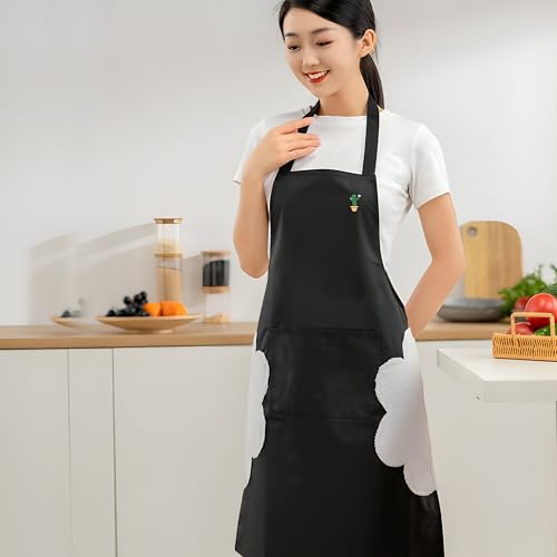 Image of Kraptick Kitchen Apron - Comfortable Cooking Waterproof Apron for Men and Women With Pocket and Side Coral Velvet for Wiping