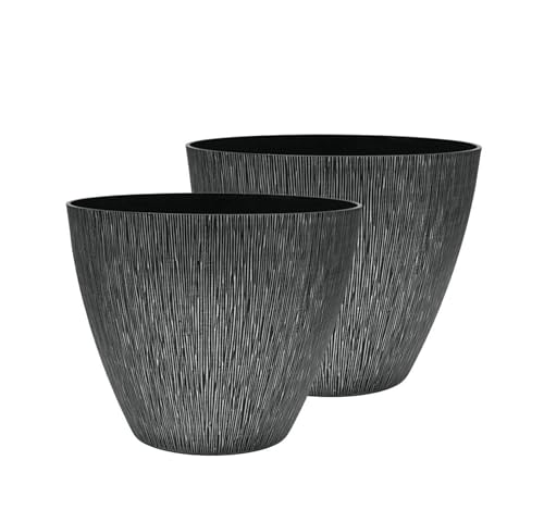 SG Traders Plant Pots Outdoor - Woodgrain Planter with Vertical Linear Texture | Garden, Patio and Balcony planters | UV & Frost Resistant, Lightweight, Decorative Pots for Flowers, Herbs & Plants