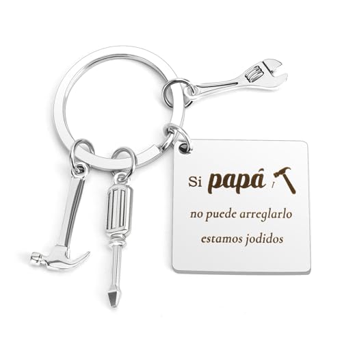 Gishnia Llavero Papá, Regalo Papa, Regalo Día del Padre, Personalizable, Plateado Metálico