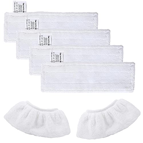 Kit de 4 Bonnettes Microfibre Lingettes Remplacement & 2 Bonnettes Chiffons Microfibre pour Karcher Easy Fix SC2 SC3 SC4 SC5,Chiffon Accessoire pour Kärcher Easy Fix