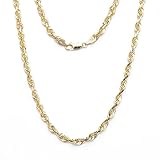 Floreo 10k Yellow Gold 2.5mm Solid Multi Diamond Cut Rope Chain Necklace, 18 Inch